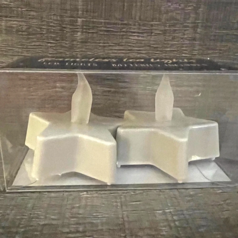 💞 New 2-Pack Star Shaped Silver Flameless Tea Lights